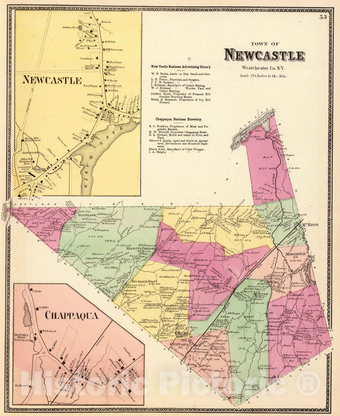Historic Map : 1868 Newcastle, Town. - Vintage Wall Art
