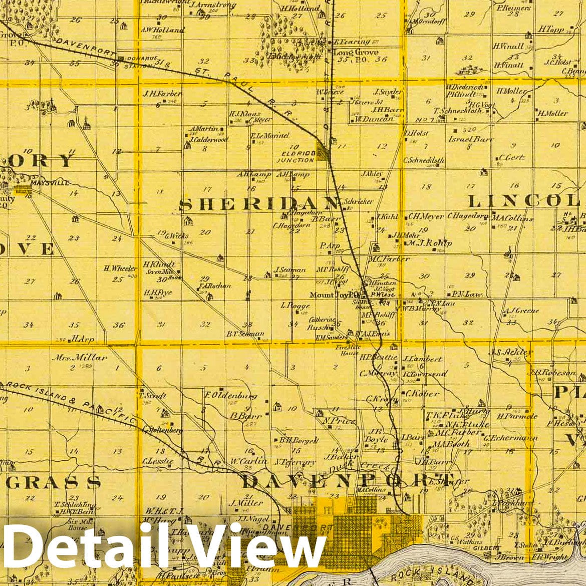 Scott County - Railroad Map, 1875 - Historical Map Print
