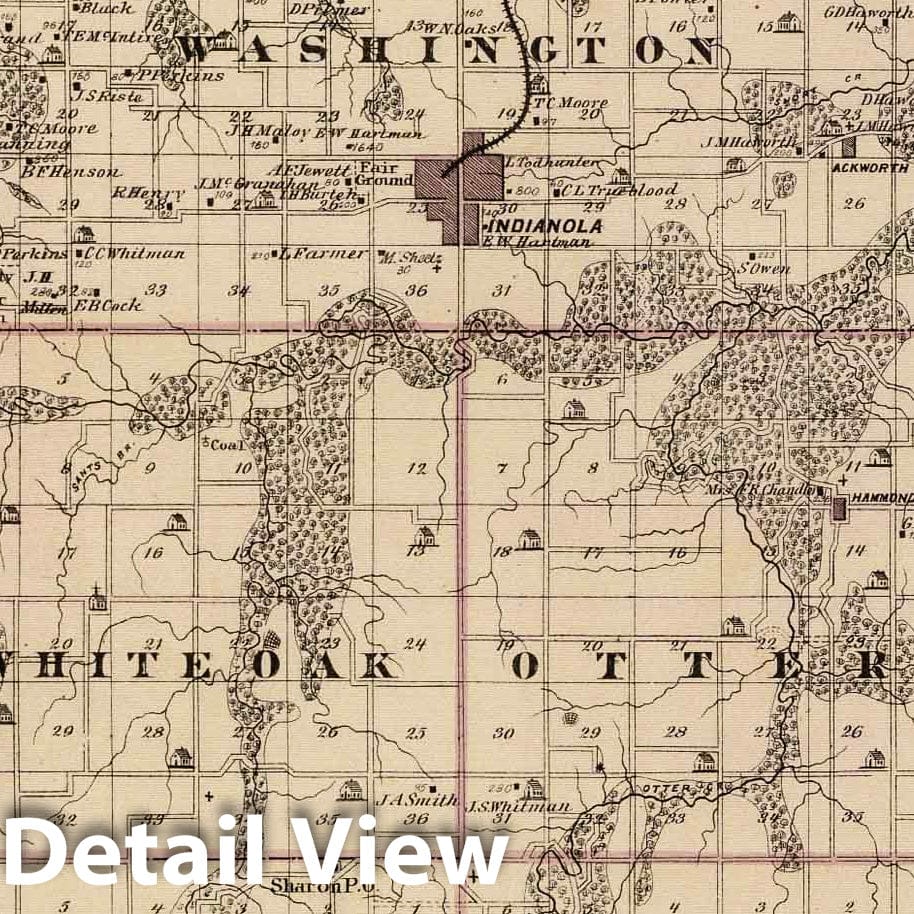 Warren County - Railroad Map, 1875 - Historical Map Print