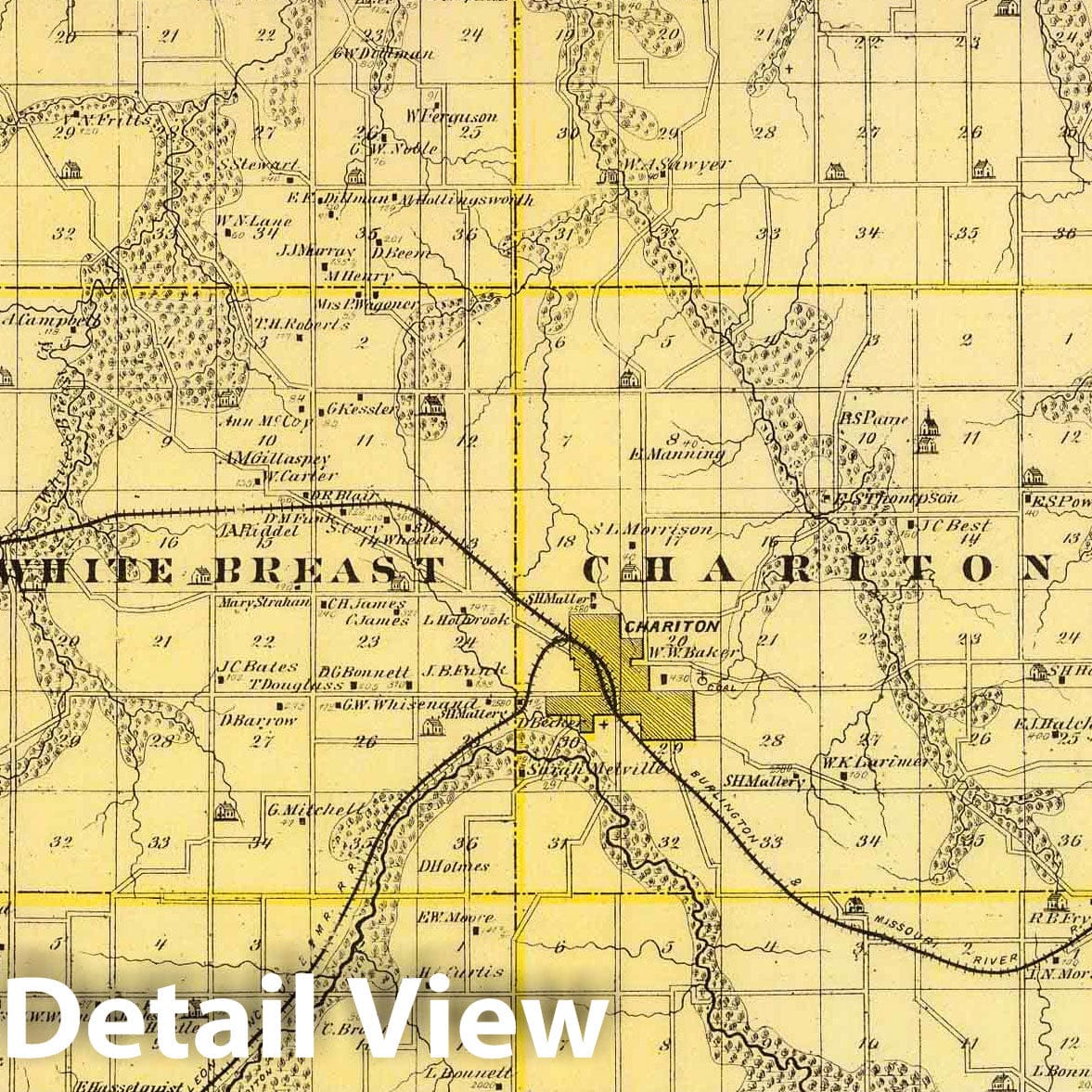 Lucas County, Iowa - Railroad Map, 1875 - Historical Map Reproduction