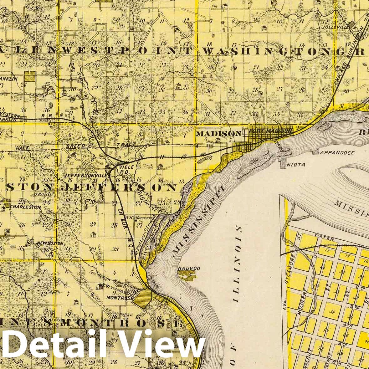 Montrose Township, Lee County, Iowa - Railroad Map, 1875