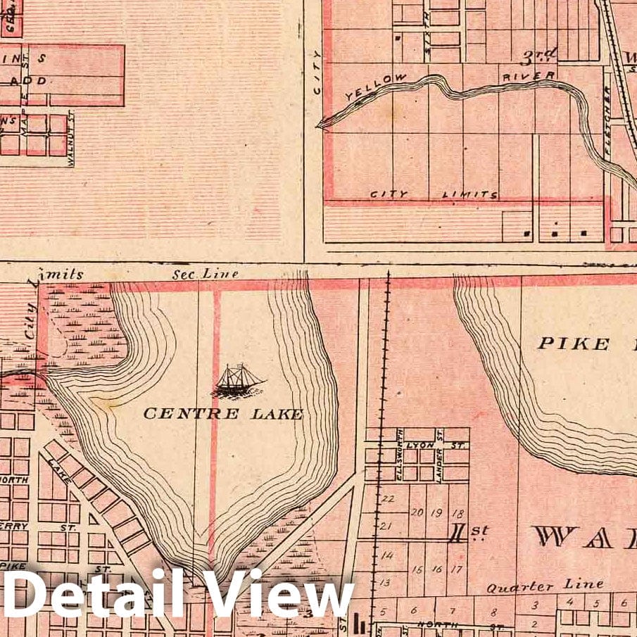 Warsaw, Pierceton, and Plymouth, Indiana 1876 Historical Map Print