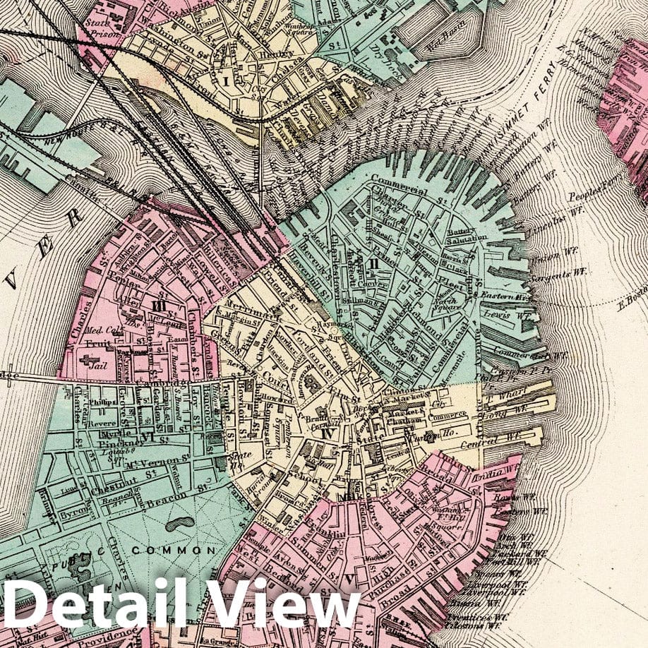 Historic Map : 1873 Boston and Adjacent Cities. - Vintage Wall Art