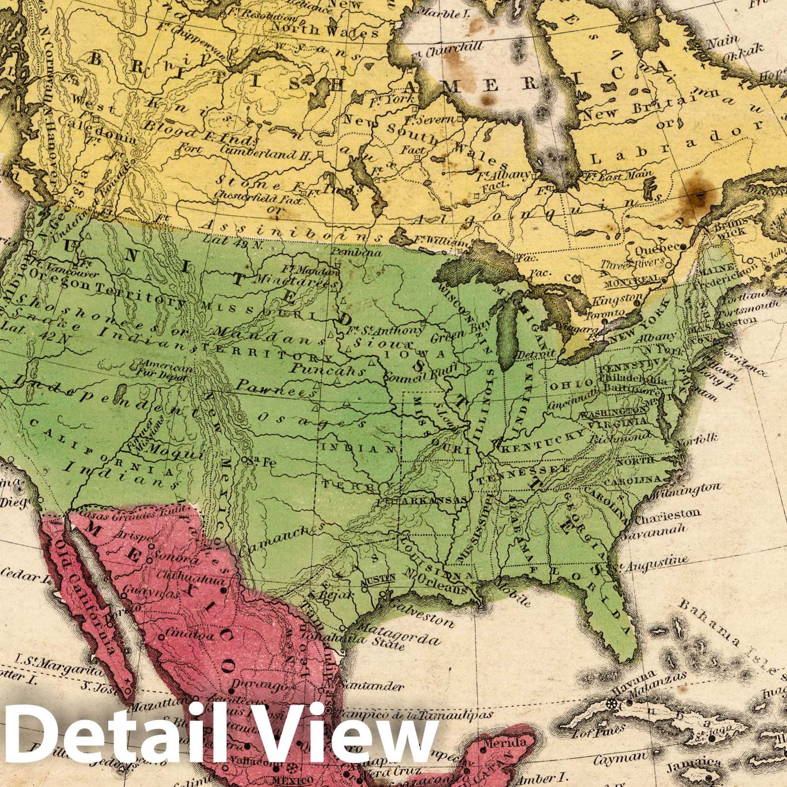 North America - Political Map, 1849 - Woodbridge's Modern Atlas