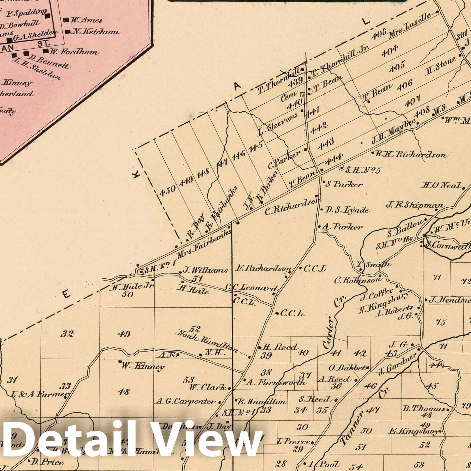 Hermon and Marshville Property Map, 1865 - Historical Atlas Print