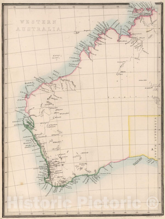 Historic Map : 1864 Western Australia. - Vintage Wall Art