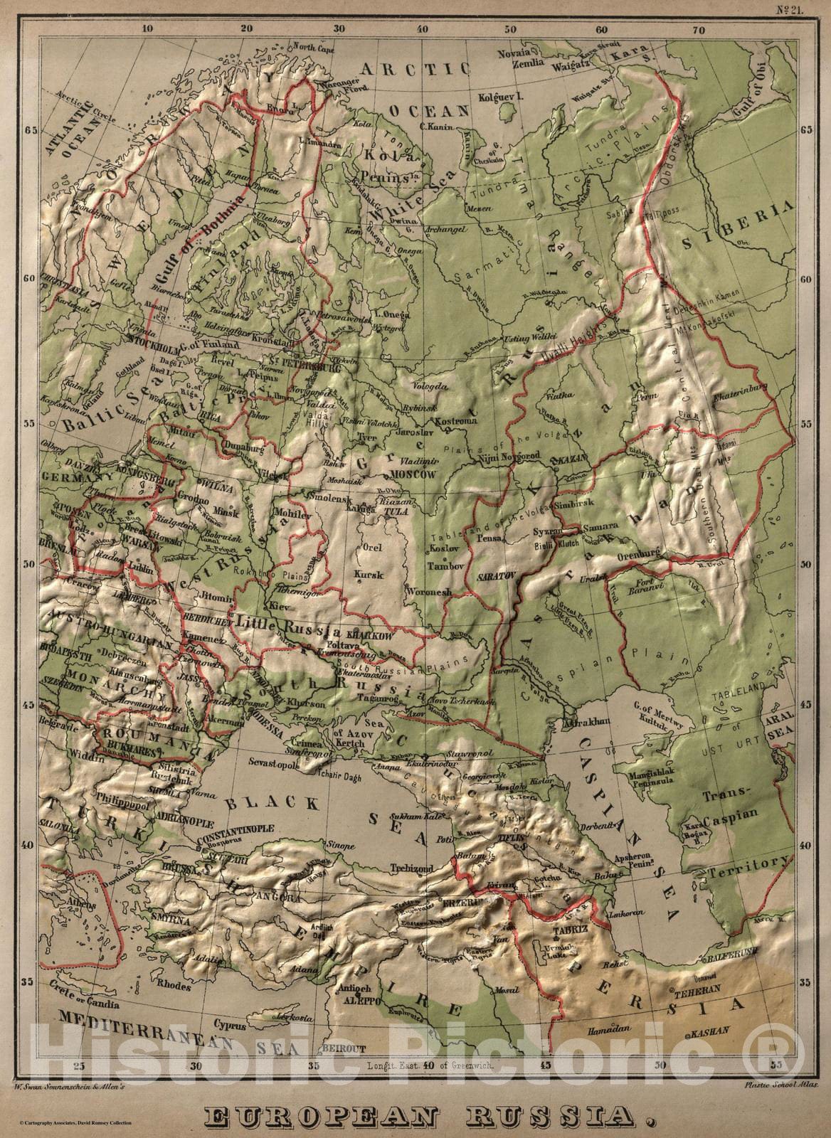 Historic Map : 1880 European Russia. v1 - Vintage Wall Art