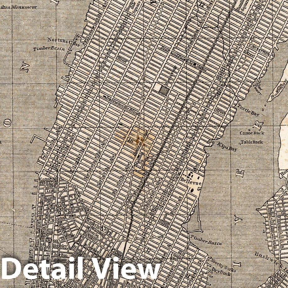 New York and Vicinity - Railroad Map, 1842 - Historical Map Print