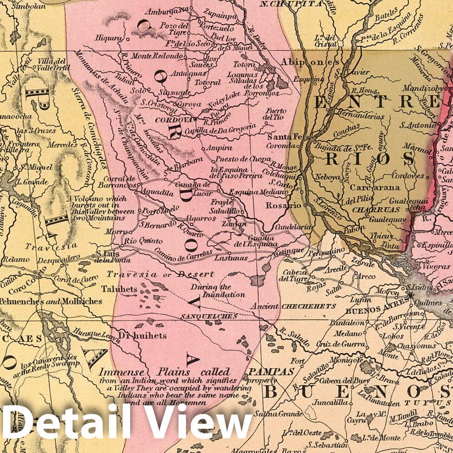 Historic Map : Argentina, 1850 Chili (Chile), La Plata and Uruguay. , Vintage Wall Art