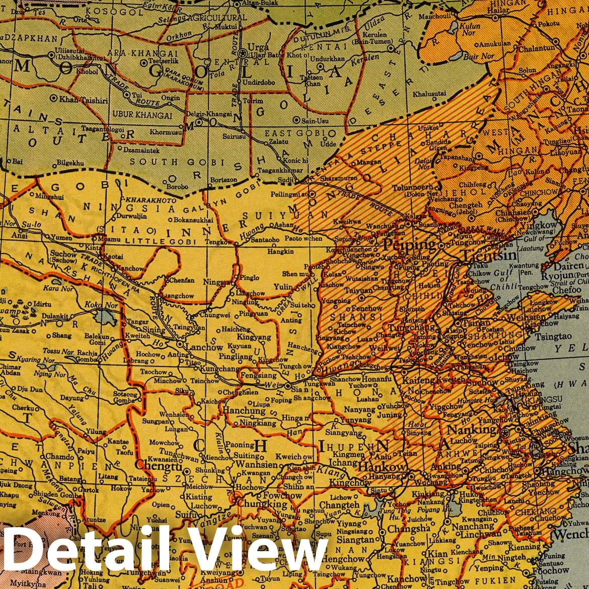 World War II: China - Railroad Map, 1943 - Historical Map Print