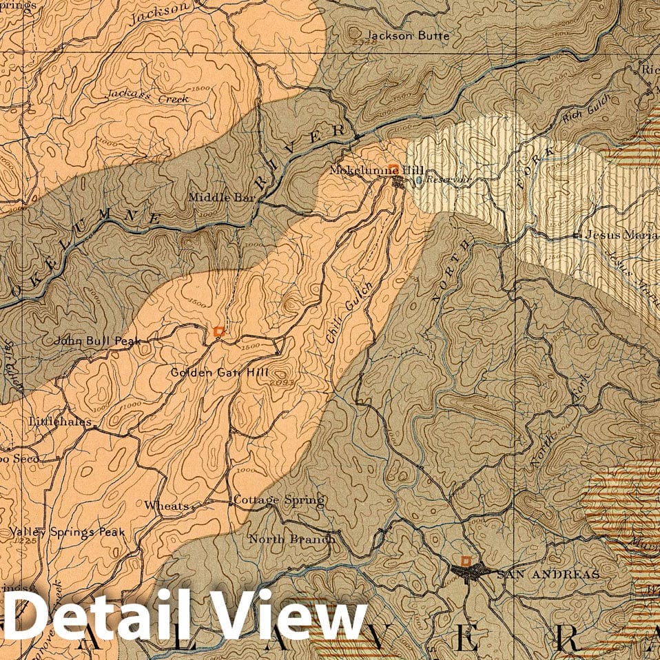 Jackson Quadrangle, California - Forests, 1888 - Historical Map Print