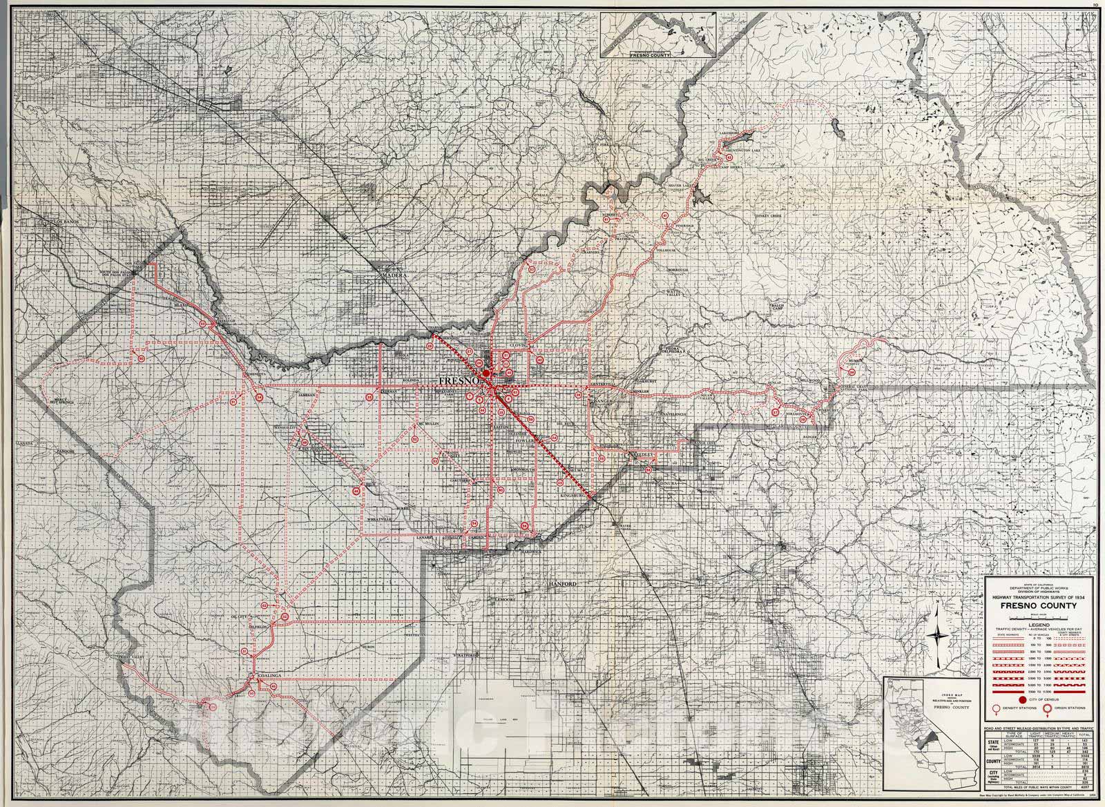 Historic Map : 1935 Fresno County. - Vintage Wall Art