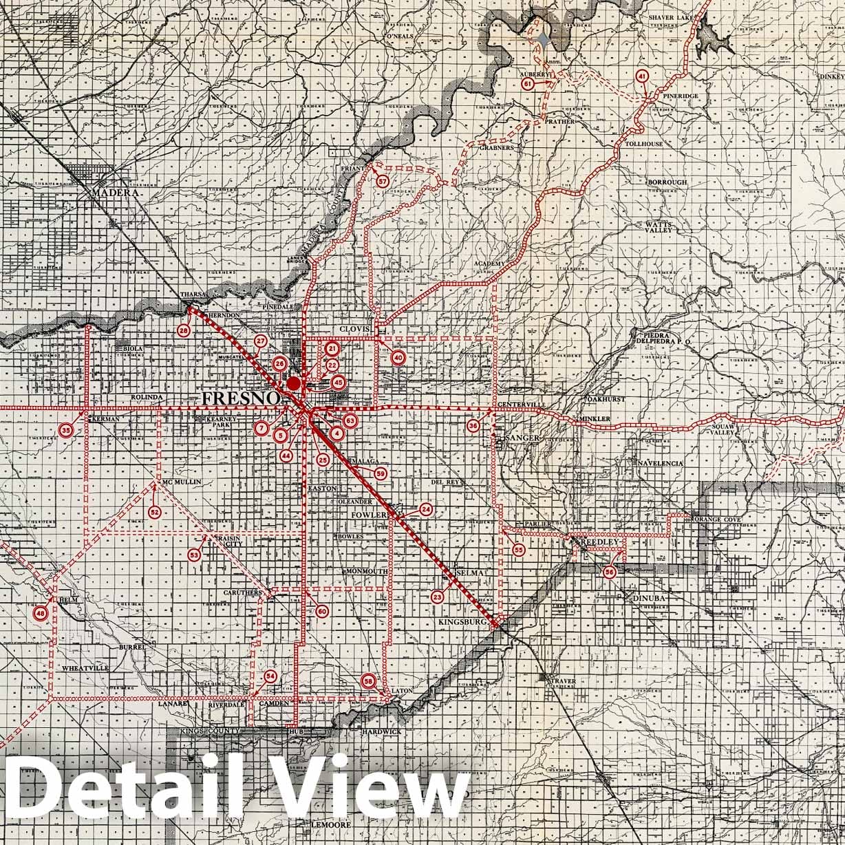 Historic Map : 1935 Fresno County. - Vintage Wall Art