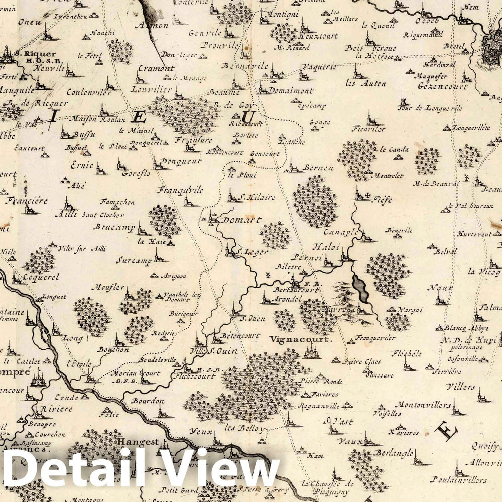 Historic Map : France, 1710 20. Les environs d'Abbeville, Dourlens, Amiens, Corbie, et du Cours de la Somme. 1710. , Vintage Wall Art