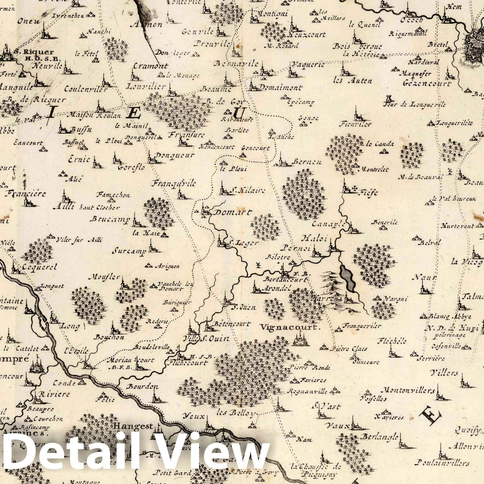Environs of Abbeville, Amiens & Somme Valley, France - Military Map, 1710