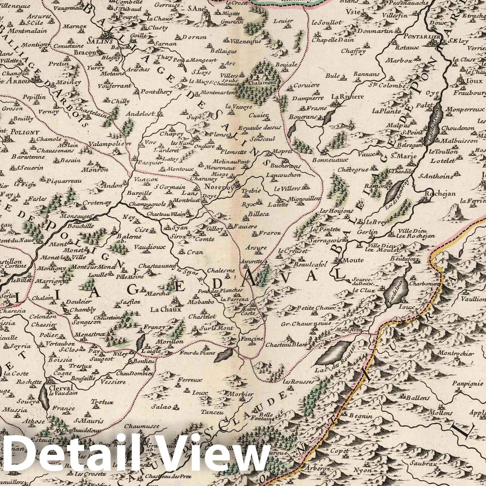Historic Map : Franche Comte , France 1695 La Franche Comte (southern sheet). , Vintage Wall Art