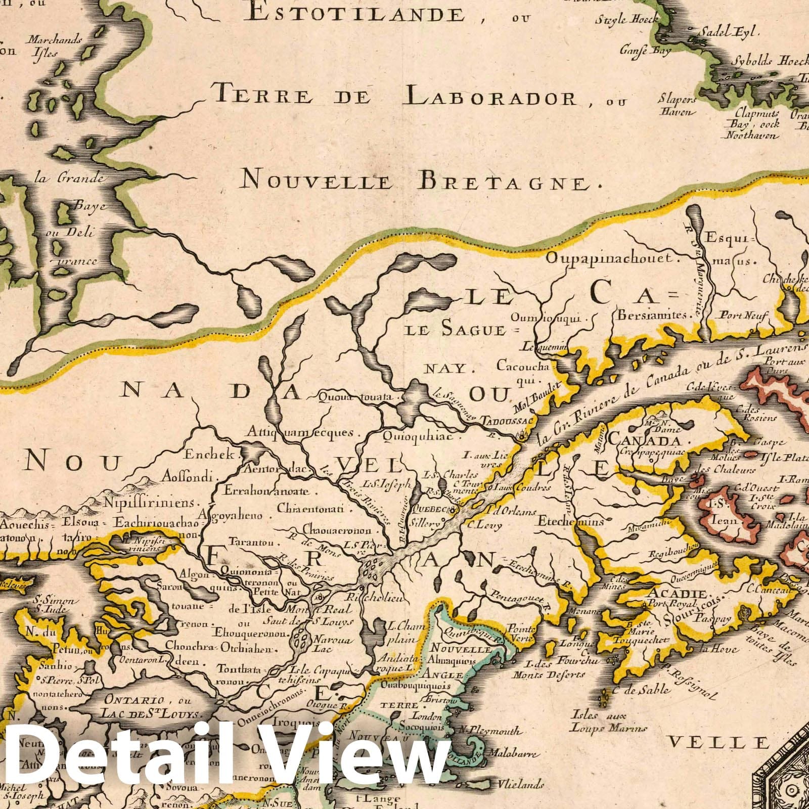 Le Canada ou Nouvelle France (Canada or New France) 1656 Historical Map Print