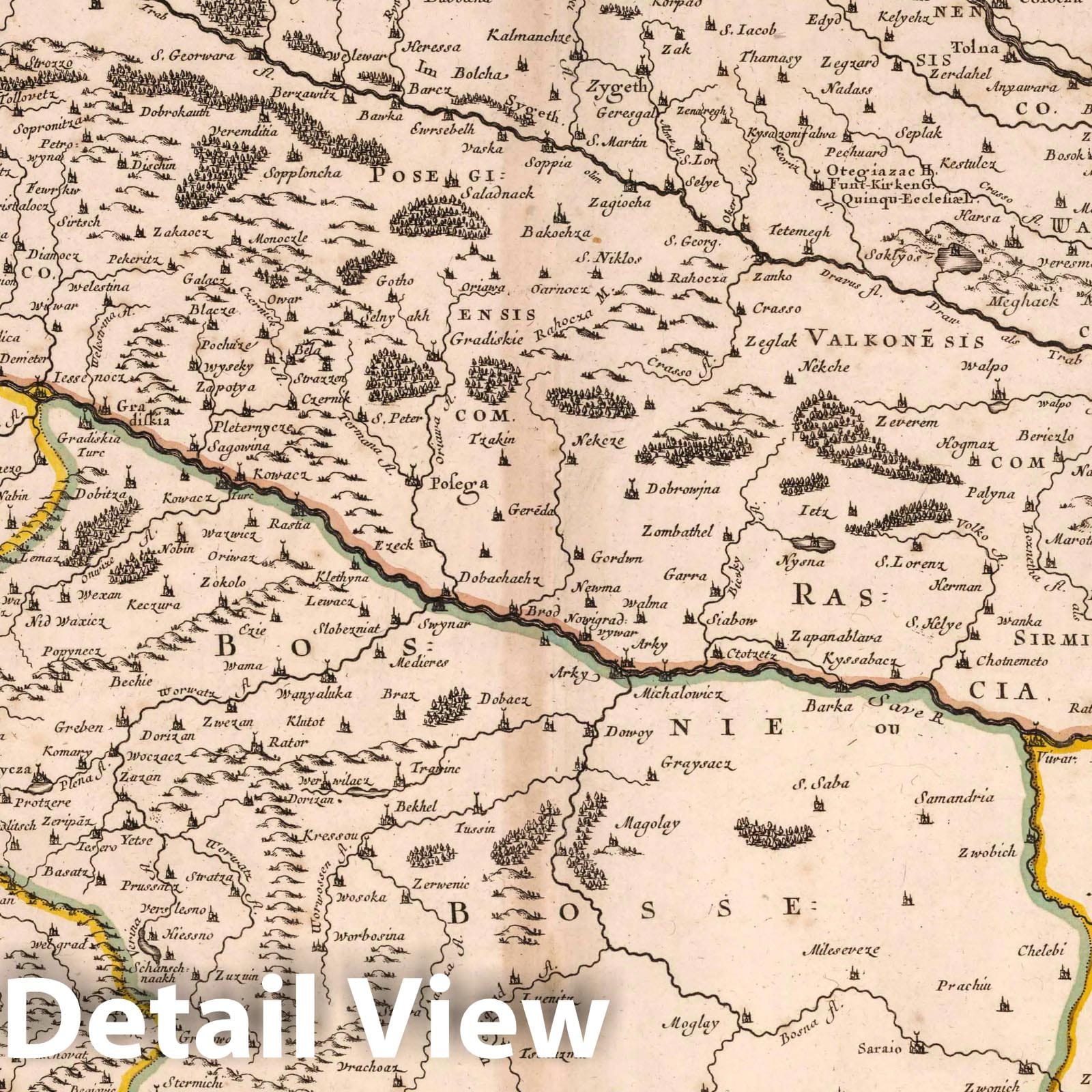 Southern Hungary, 1664 - Historical Map Print