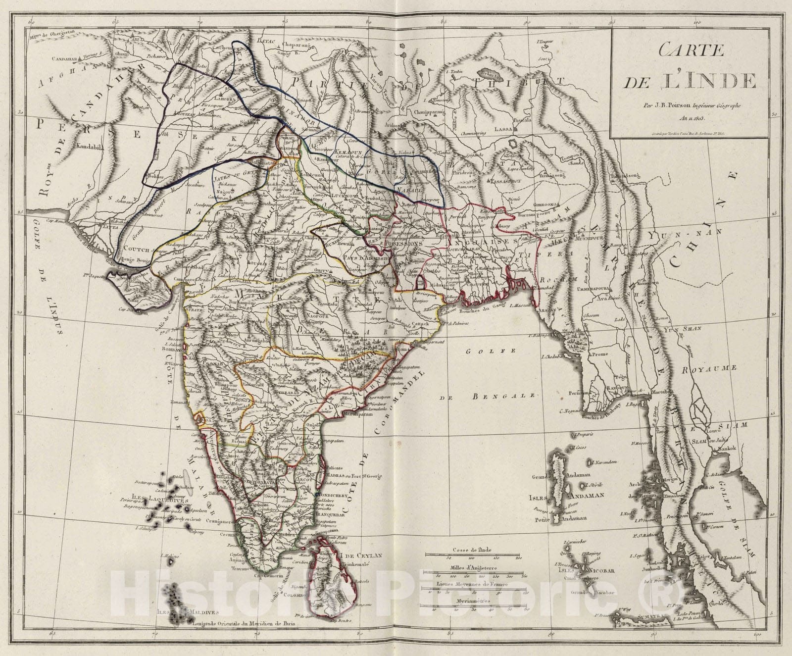 Historic Map : 1803 XXIII. Carte de l'Inde. - Vintage Wall Art