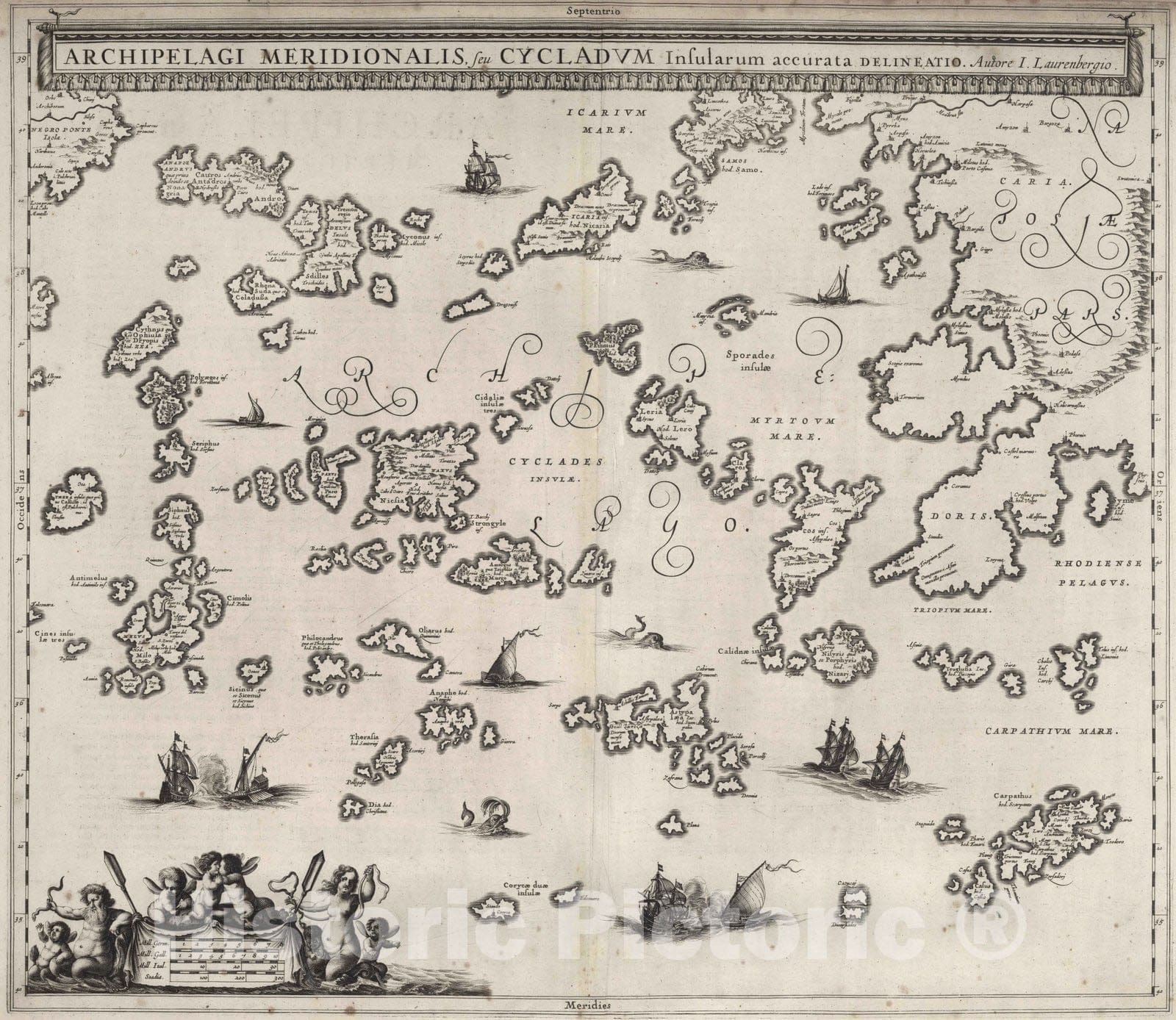 Historic Map : Aegean Sea 1650 Archipelagi Meridionalis seu Cycladum. , Vintage Wall Art