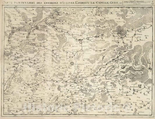 Historic Map : France, 1712 22. Carte particuliere des environs d'Avesnes, Landrecy, la Capelle, Guise, c. 1712. , Vintage Wall Art