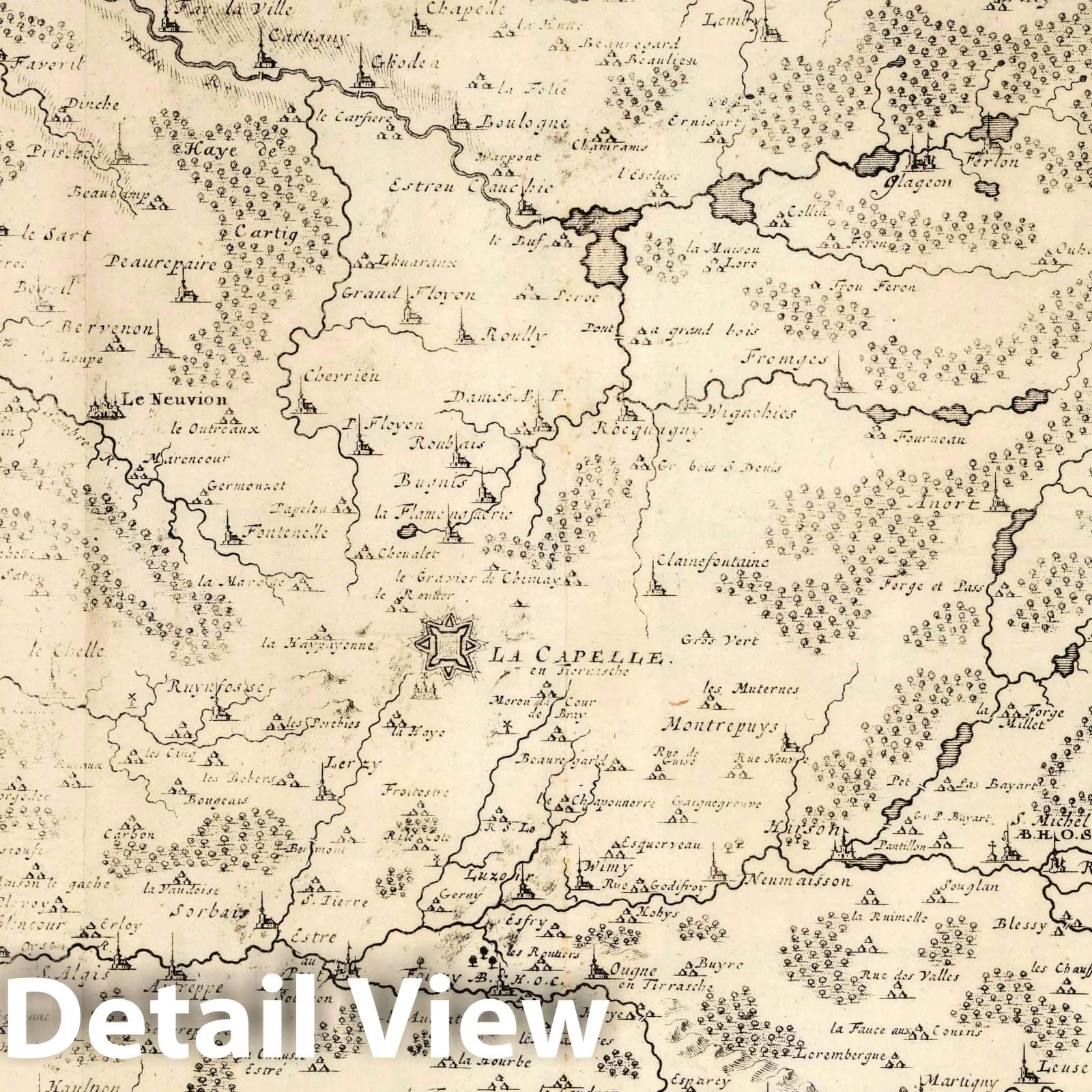 Avesnes, Landrecy, Capelle, and Guise, France - Military Map, 1712