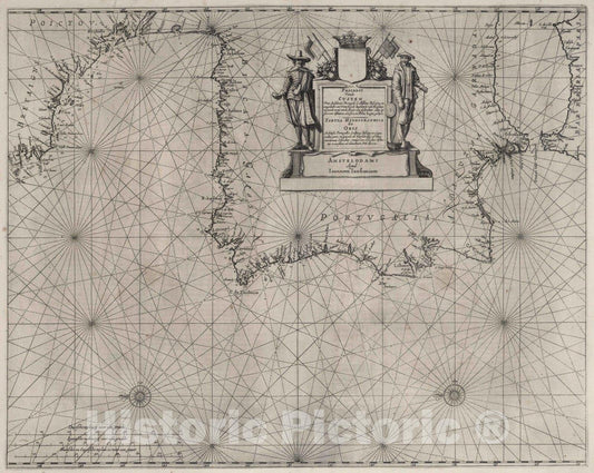 Historic Map : Spain, 1650 Pascaart Vande Custen, Tabula Hydrographica di Oris. , Vintage Wall Art