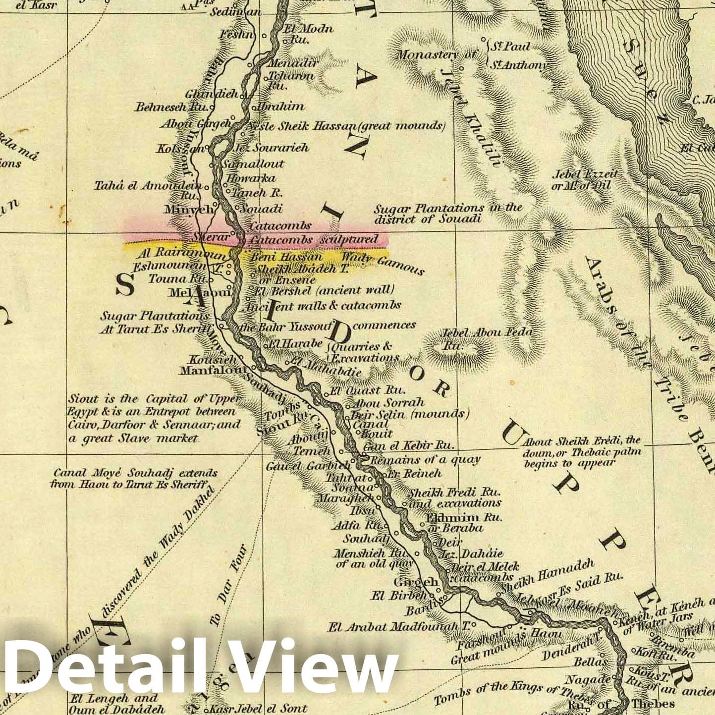 Egypt, 1836 - Historical Map Print from Tanner's Universal Atlas