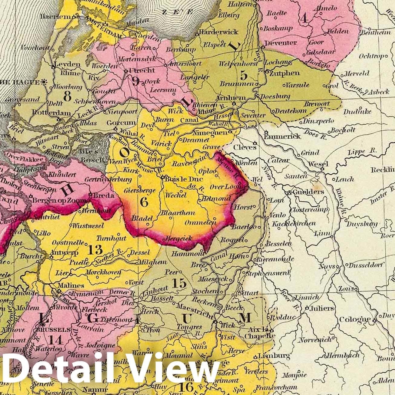 Netherlands and Belgium, 1846 - Historical Map Print