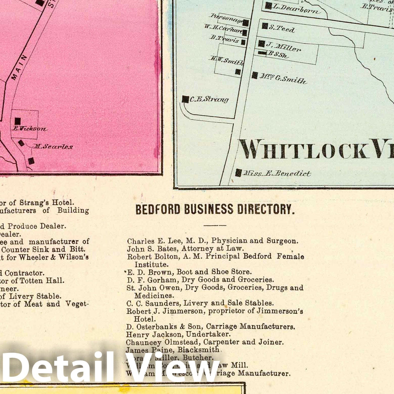 Mount Kisco, Katonah, Bedford, Westchester County, New York 1868 Historical Map Print