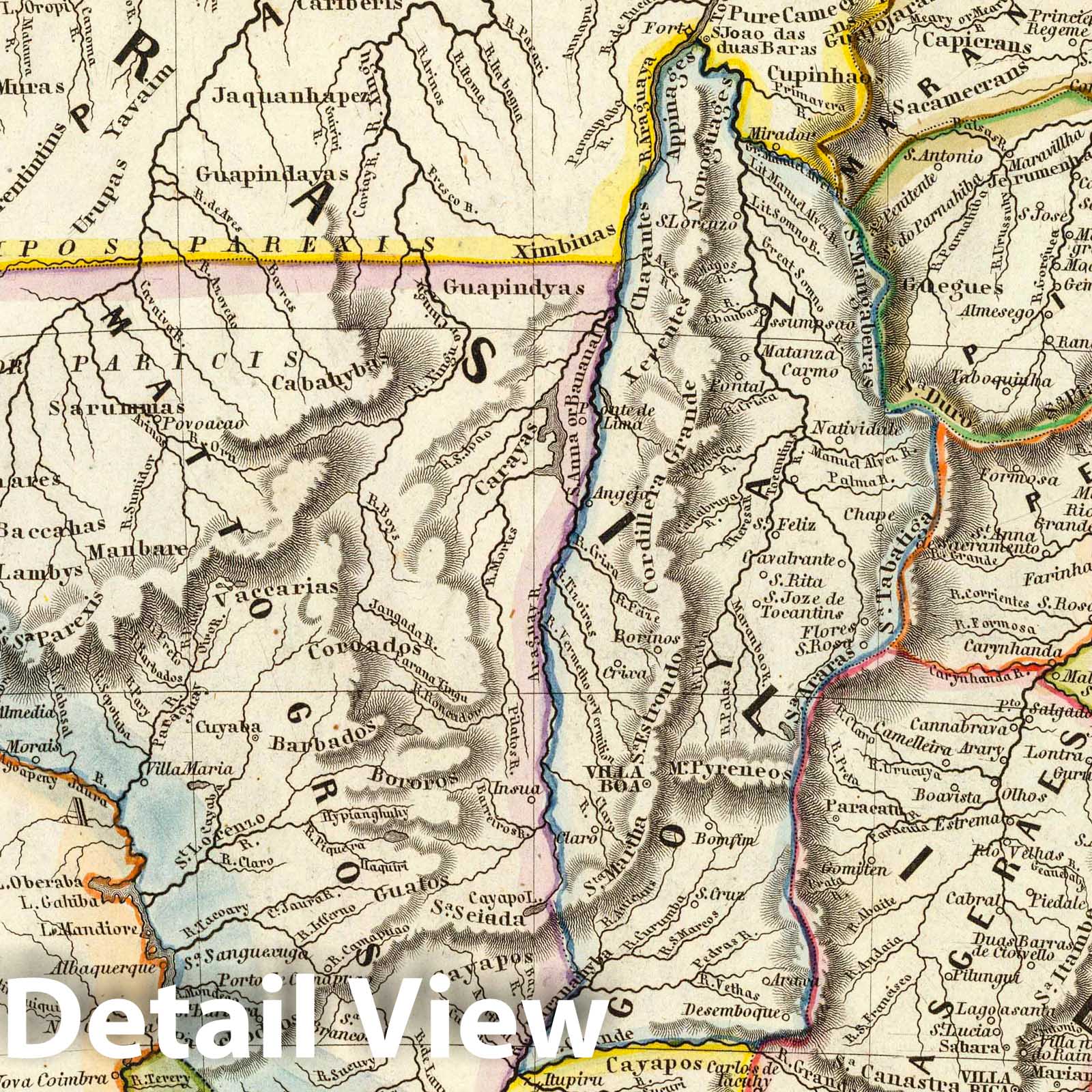 Brazil and Guiana with Rio Janeiro - Boundary Map, 1860