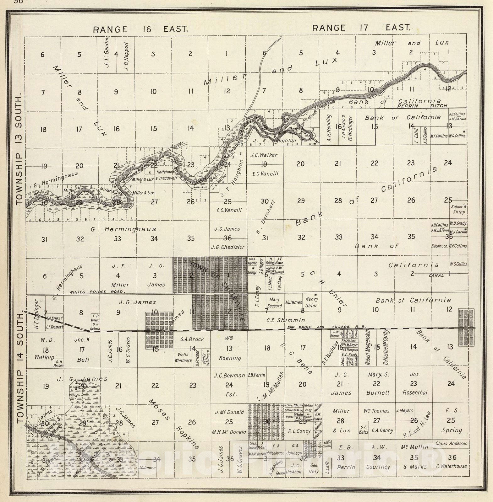 Historic Map : 1891 R.16-17E T.13-14S. - Vintage Wall Art