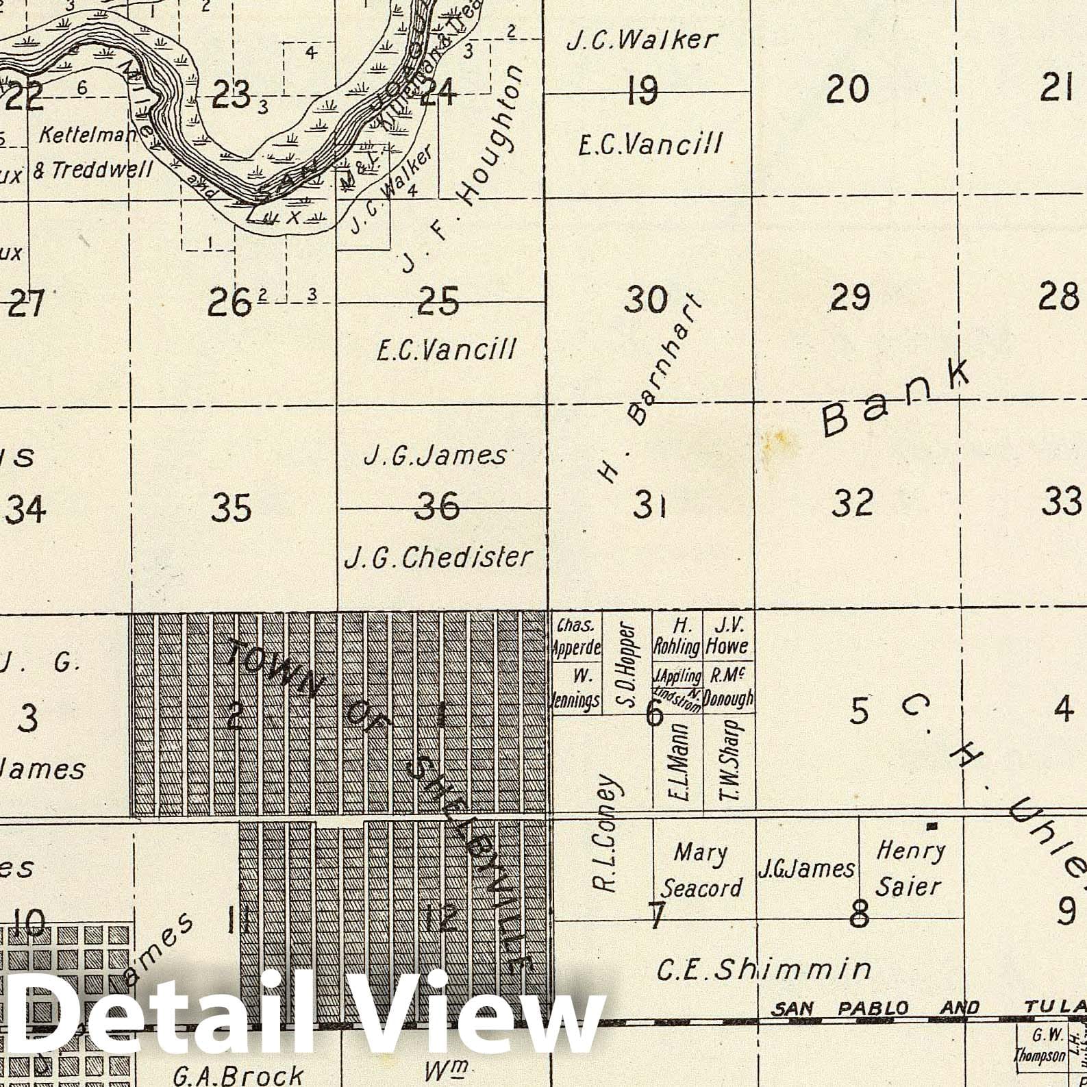 Fresno County and Madera County, California - Survey Map, 1891
