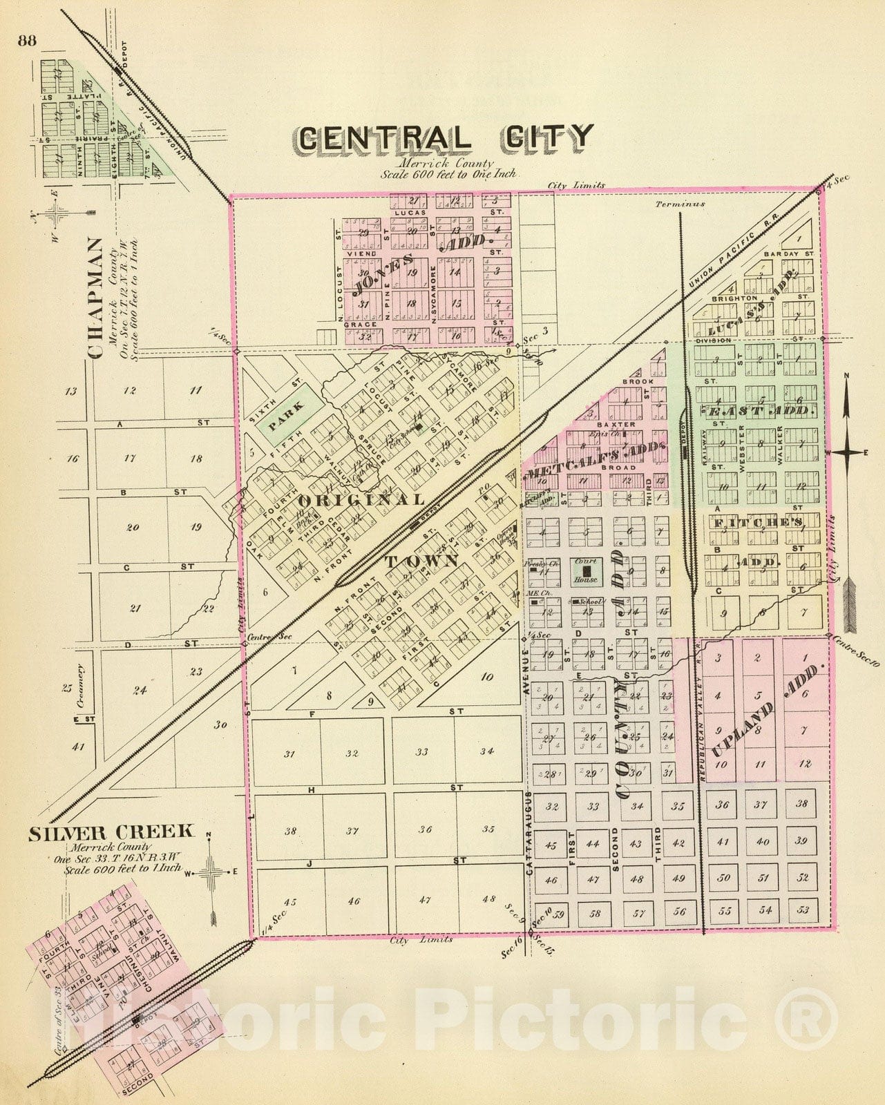 Historic Map : 1885 Central City. - Vintage Wall Art