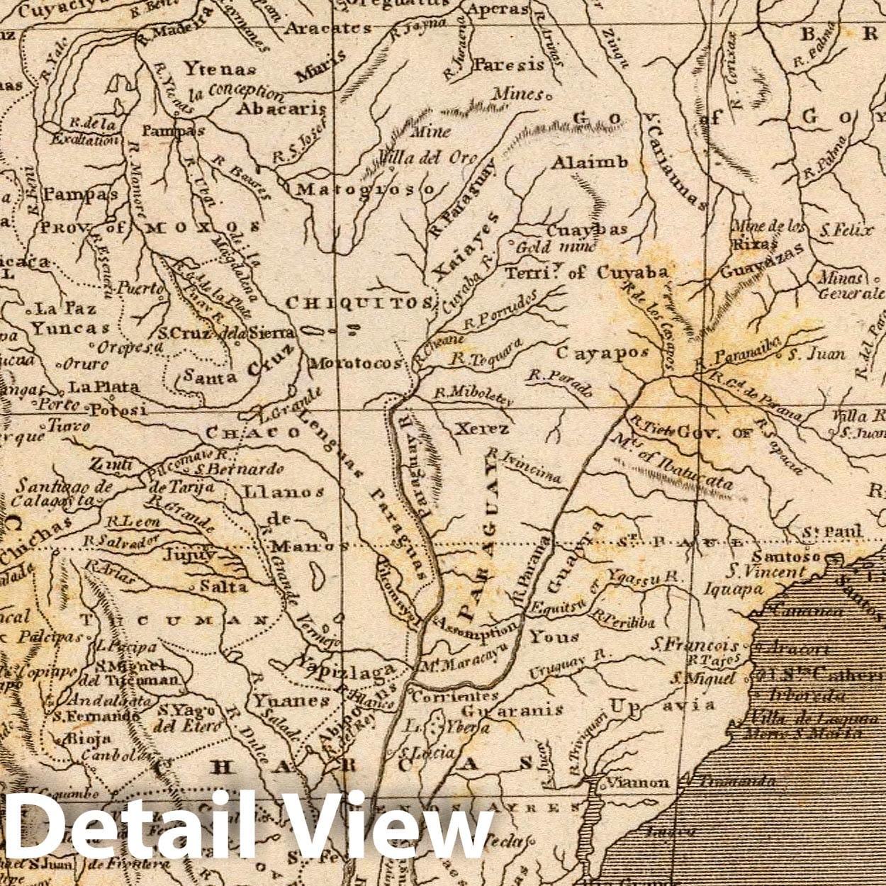 South America - River Map, 1804 - Historical Map Print