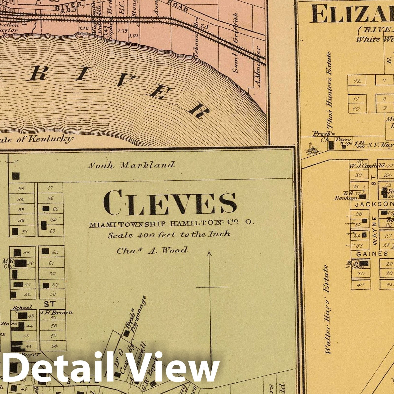 Cleves, Miami Township, Hamilton County, Ohio - Railroad Map, 1869