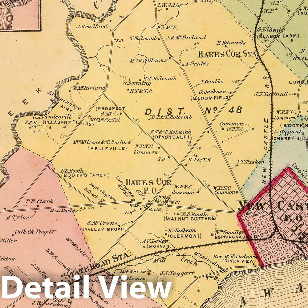 Historic Map : 1868 New Castle (Hundred) - Vintage Wall Art
