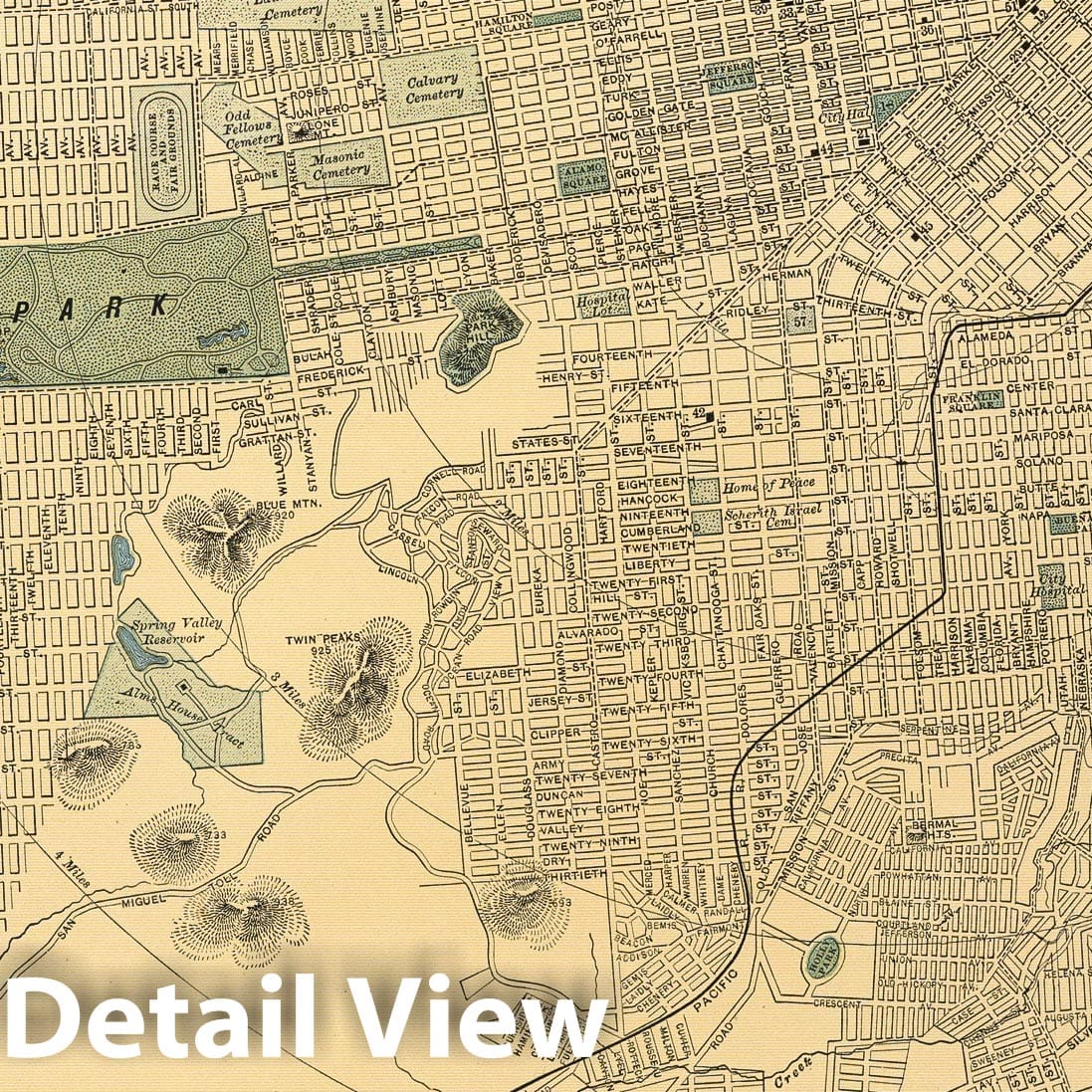 Historic Map : 1891 Map of San Francisco. 56 - Vintage Wall Art