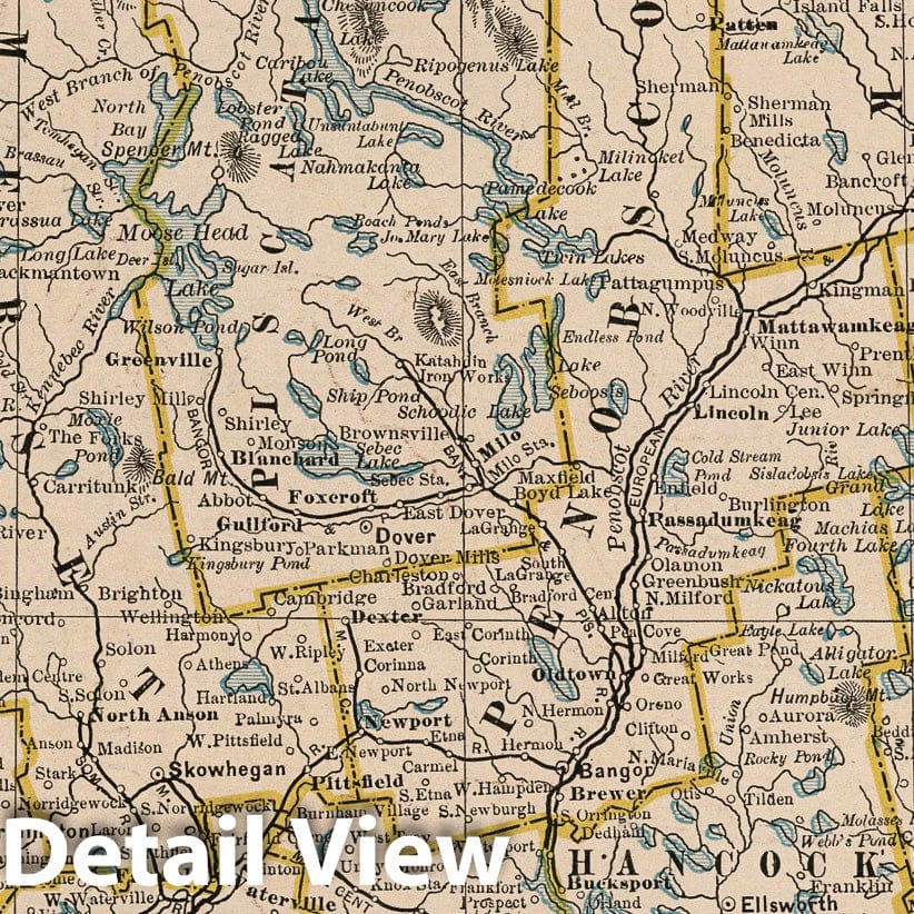 Maine, 1883 - Historical Map Print from Cram's Family Atlas