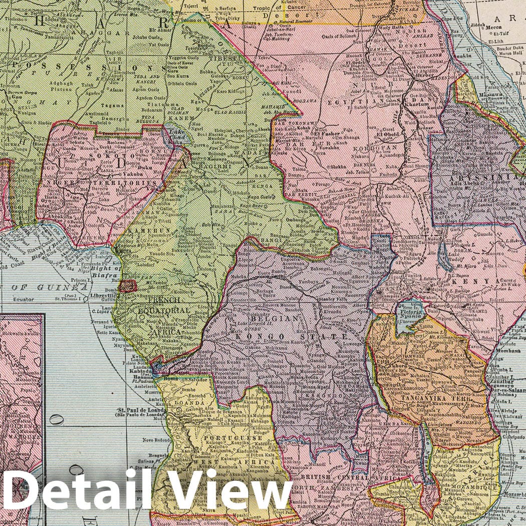 Africa with South African Republic and Suez Canal Insets, 1925 - Historical Map Print
