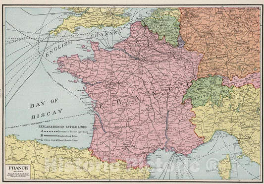 Historic Map : 1925 France. - Vintage Wall Art