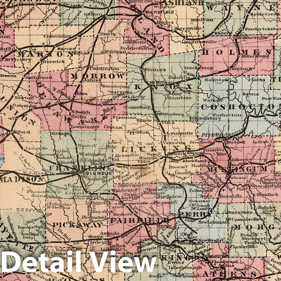 Ohio, 1874 - Historical Map Print