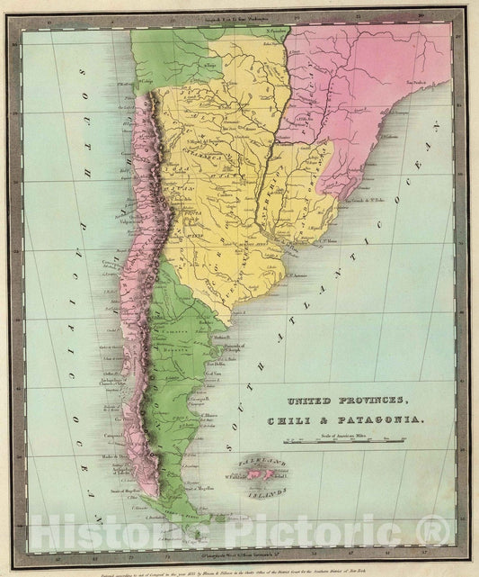 Historic Map : 1835 United Provinces Chili & Patagonia : Vintage Wall Art