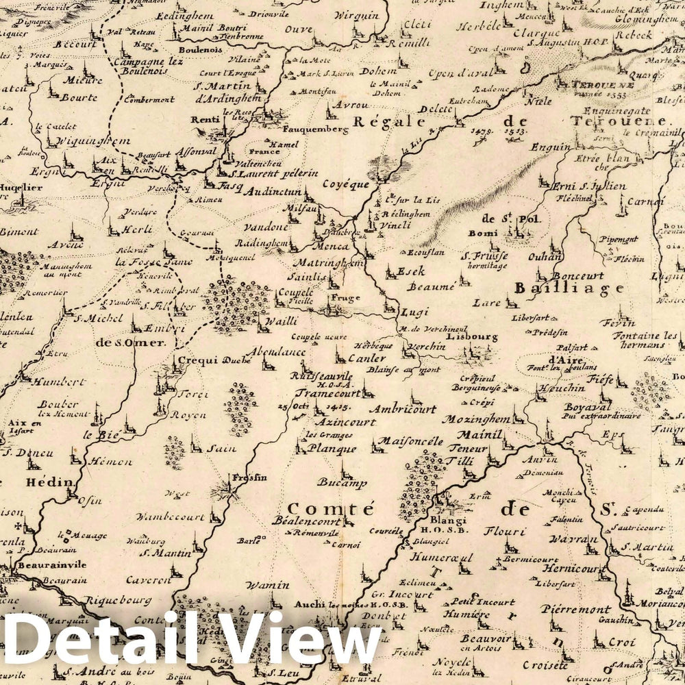 Historic Map : France, 1708 14. Carte particuliere des environs d'Arthois, Boulenois, et d'une Partie de la Picardie. 1708. , Vintage Wall Art