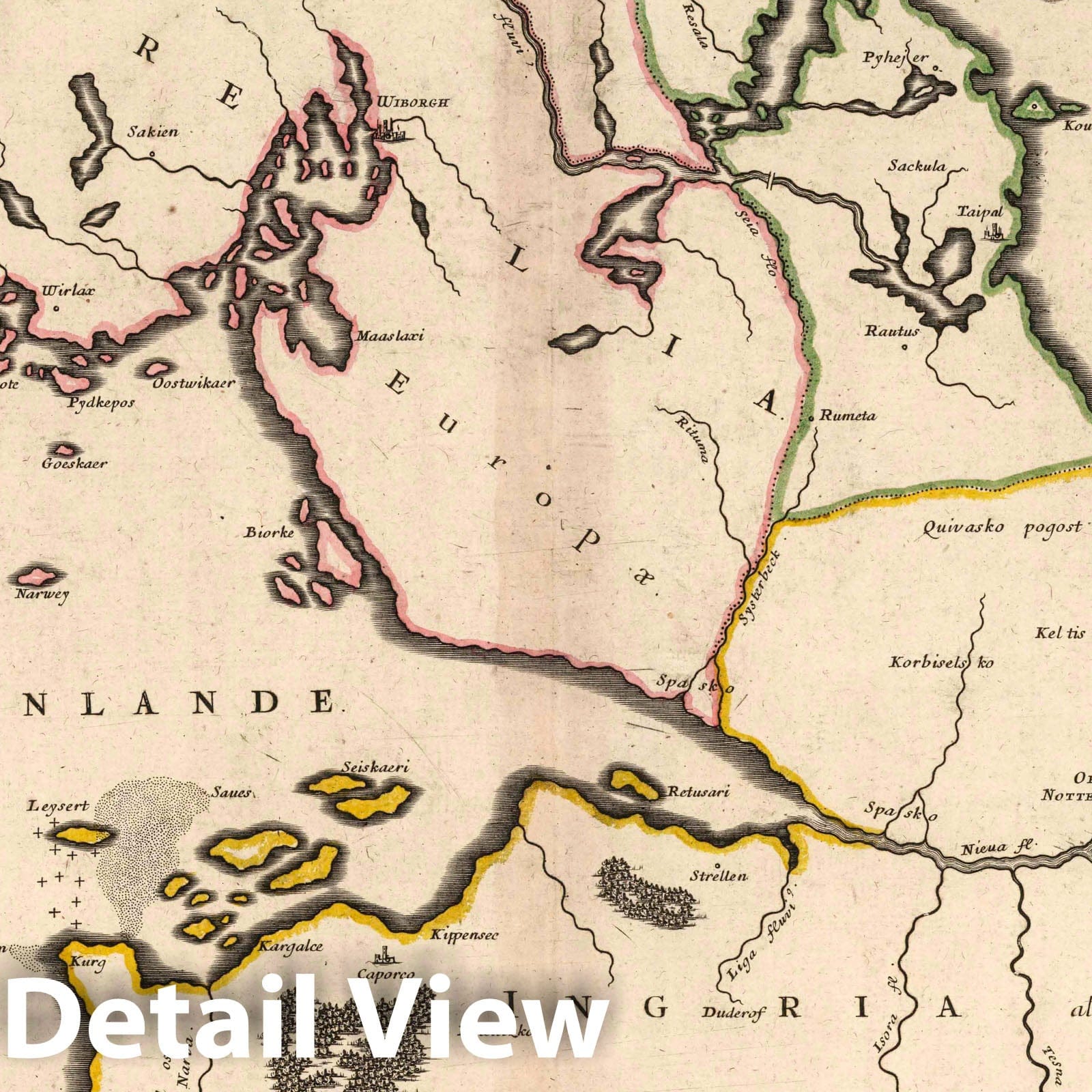 Karelia and Ingria, Finland and Estonia, 1703 - Historical Map Print