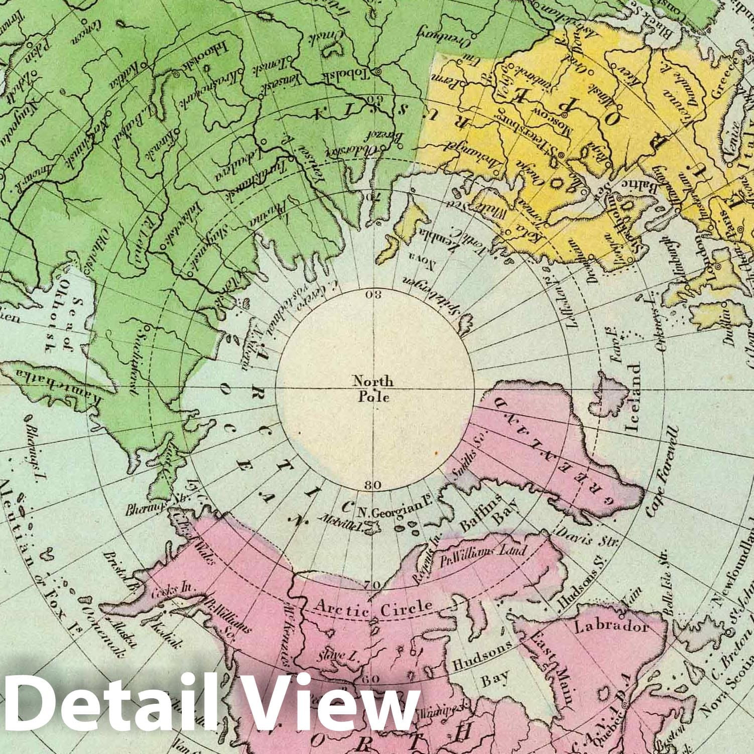 Northern Hemisphere Celestial Map, 1835 - Hand-Colored Historical Print