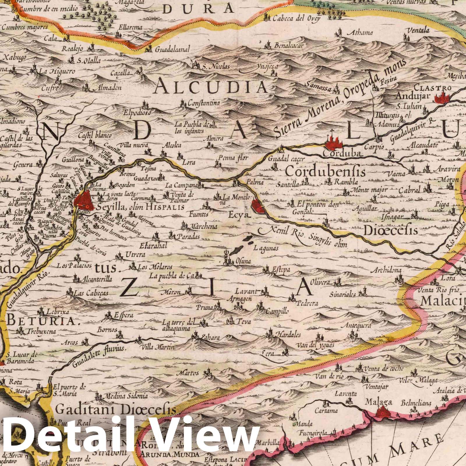 Historic Map : Andalusia , Spain 1682 Andaluzia continens Sevillam et Cordubam. , Vintage Wall Art