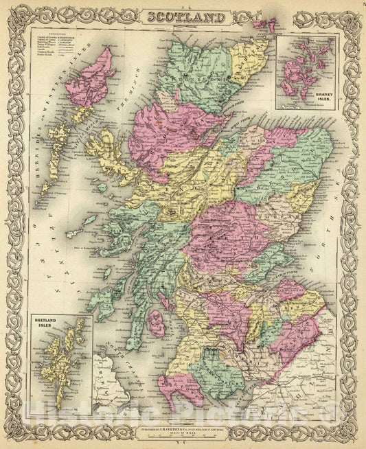Historic Map : 1856 Scotland. - Vintage Wall Art