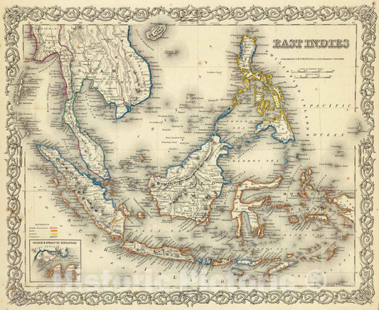 Historic Map : 1856 East Indies. - Vintage Wall Art