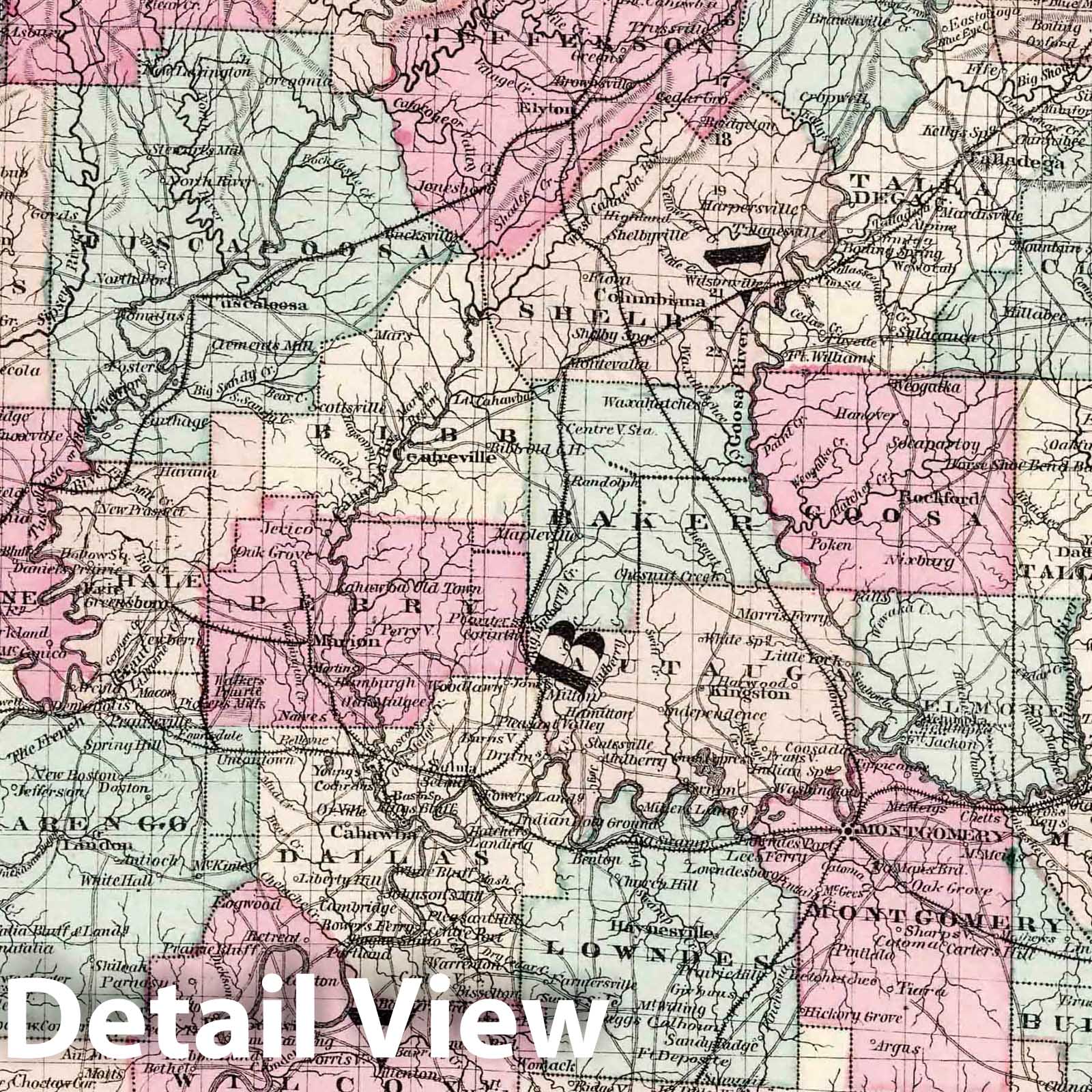 Alabama - Survey Map, 1874 - Historical Map Print